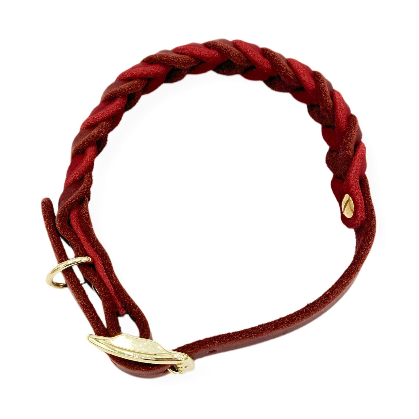 Leder Halsband Braided Rust x Red
