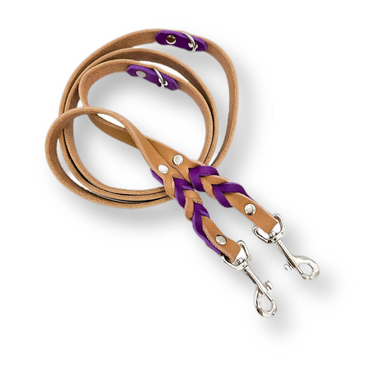 Leder Leine Camel x Violett