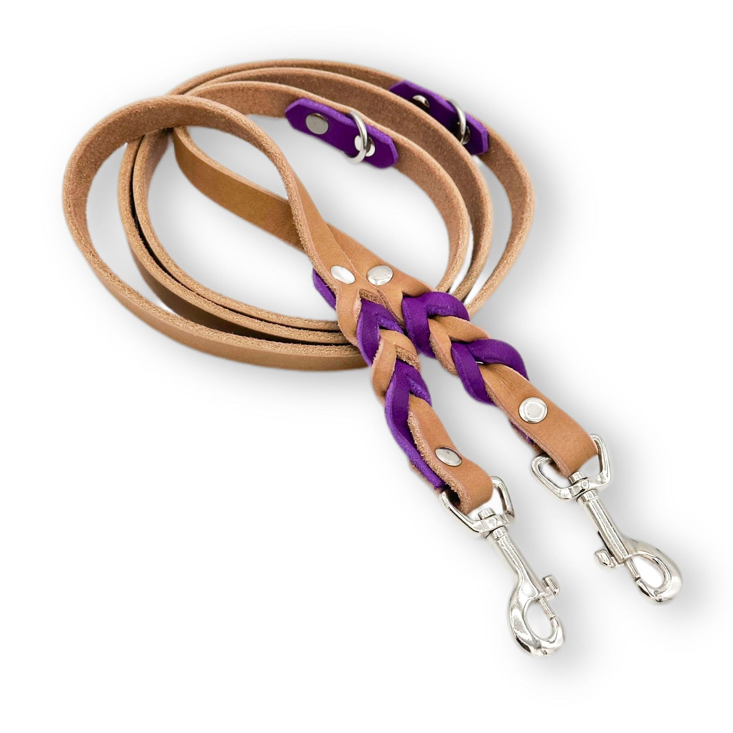 Leder Leine Camel x Violett