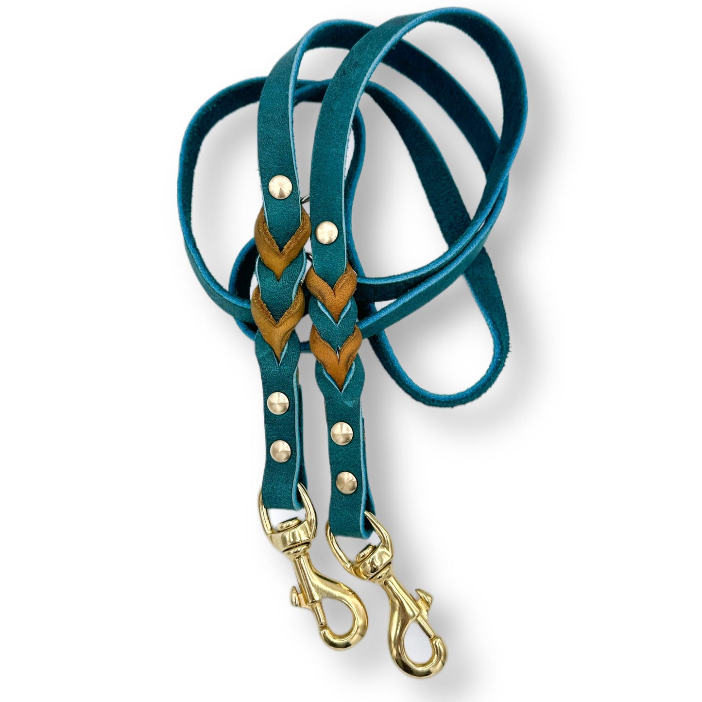 Leder Leine Sea Green x Cognac