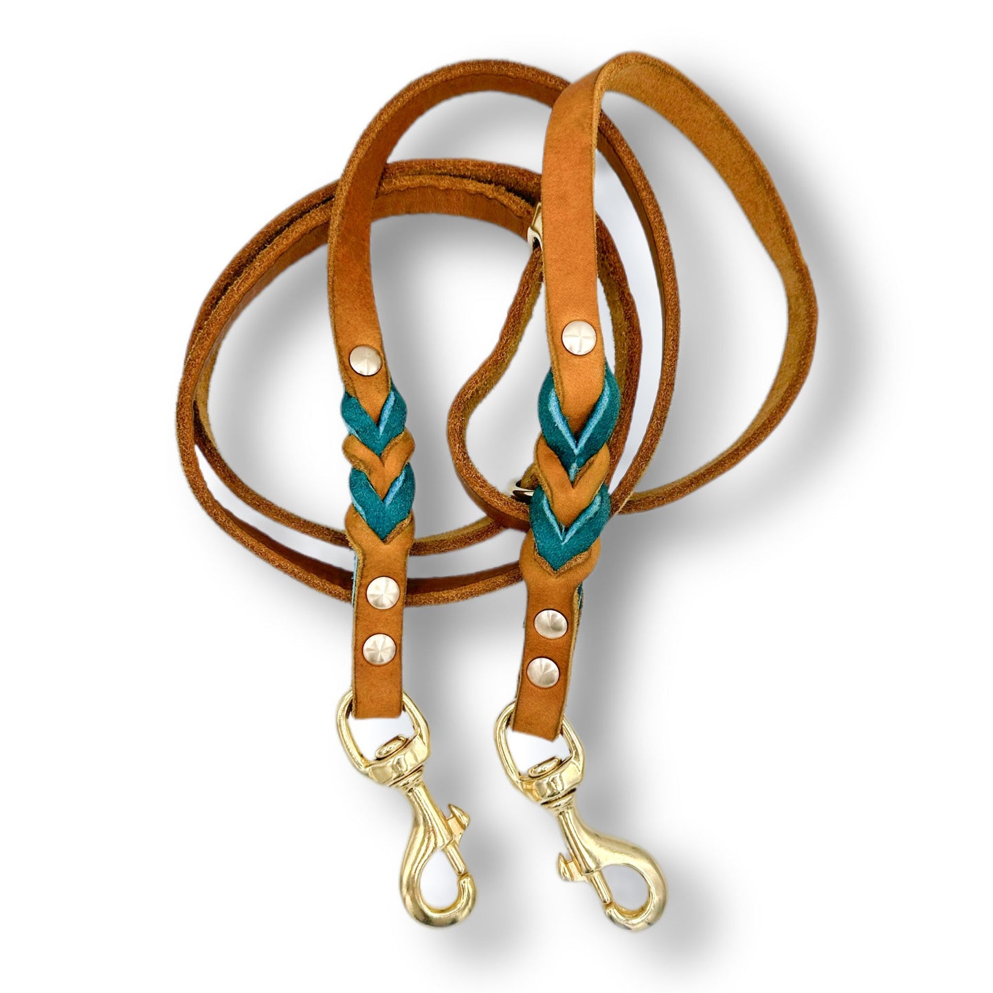 Leder leine Cognac x Sea Green