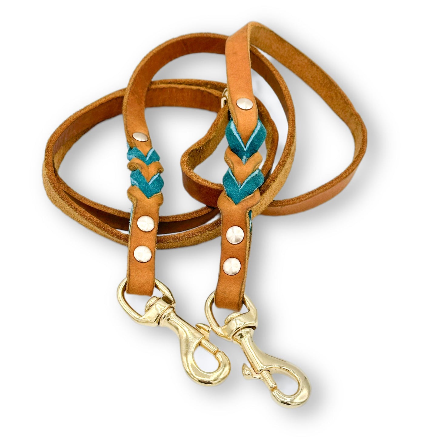 Leder leine Cognac x Sea Green