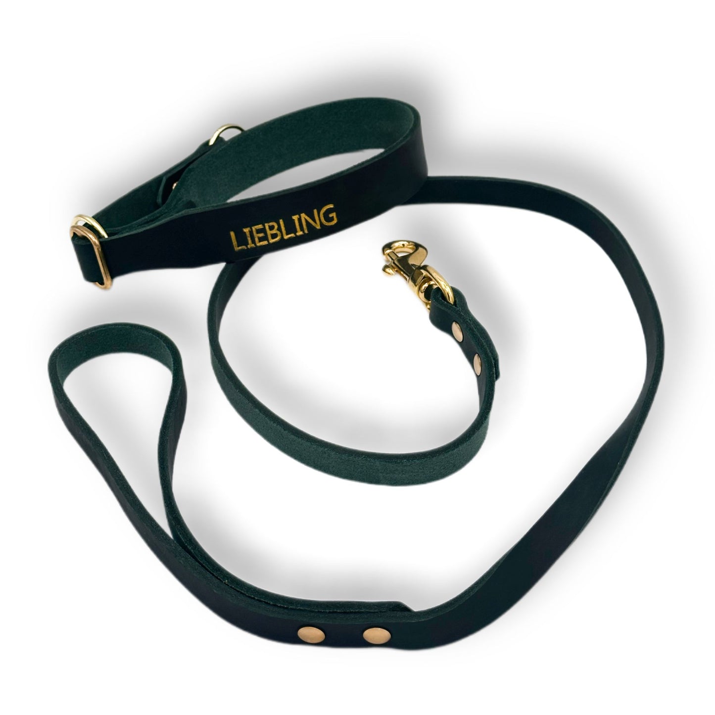 Leder Leine Dark Green