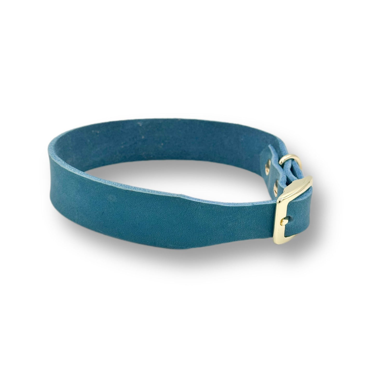 Personalisierbares Leder Halsband Türkis