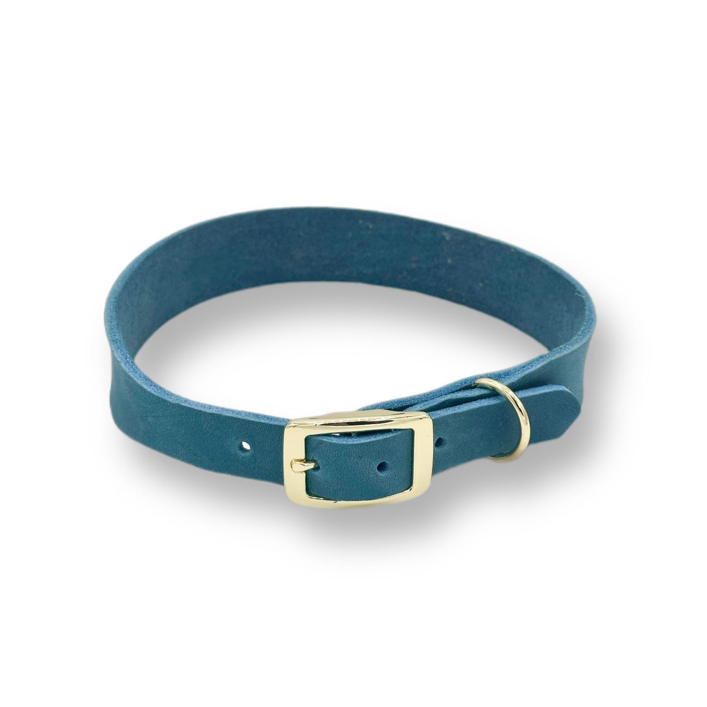 Personalisierbares Leder Halsband Türkis