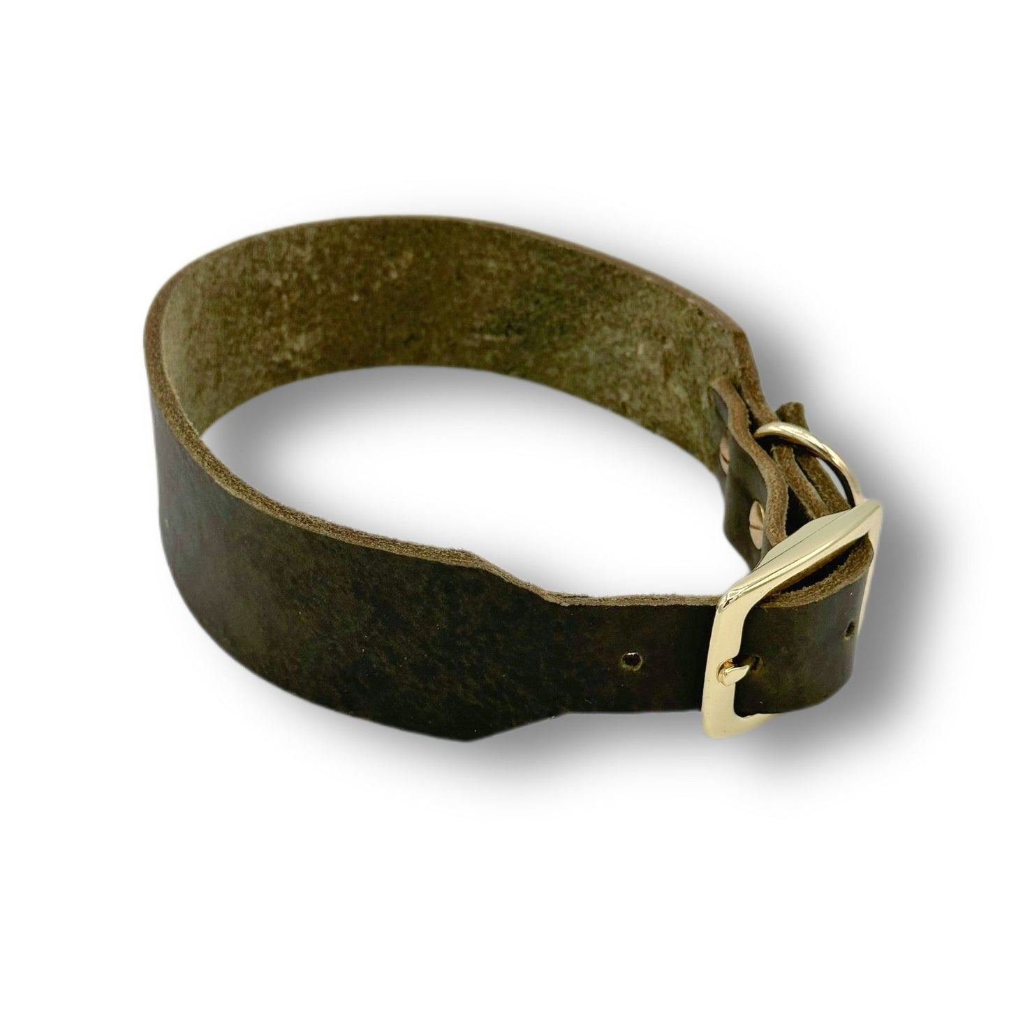 Personalisierbares Leder Halsband Olive
