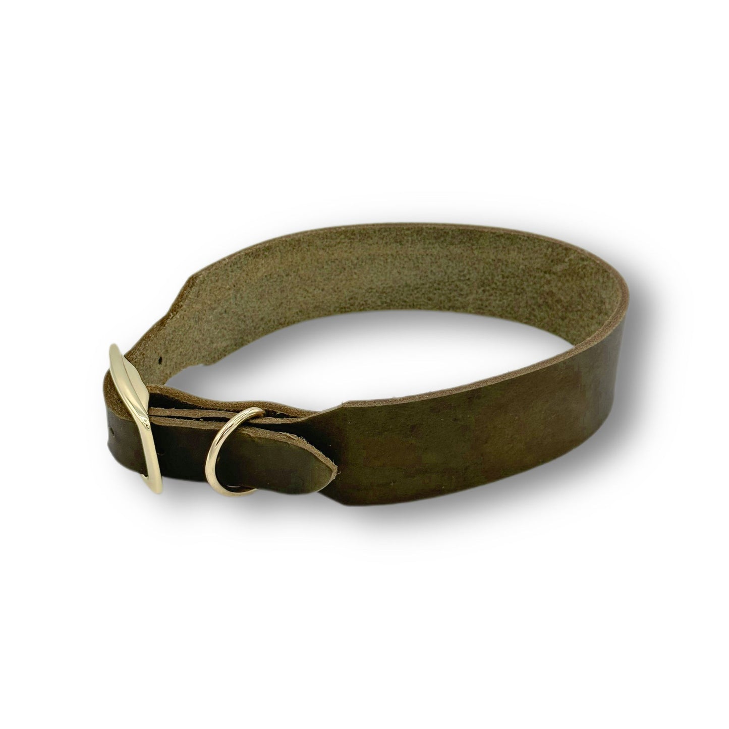 Personalisierbares Leder Halsband Olive