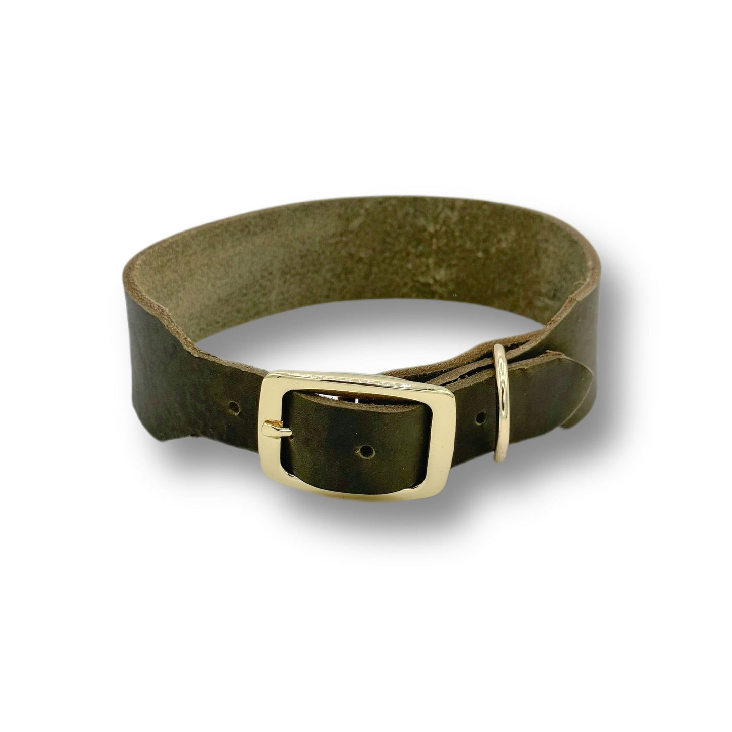Personalisierbares Leder Halsband Olive