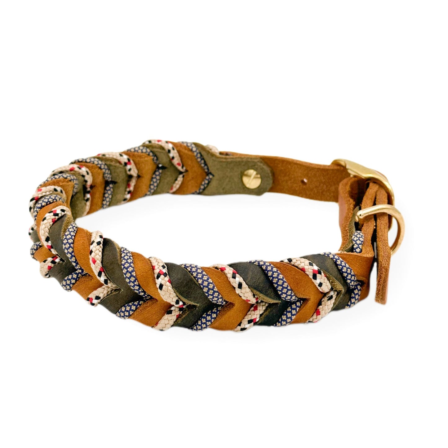 Leder Halsband Braided+ Safari