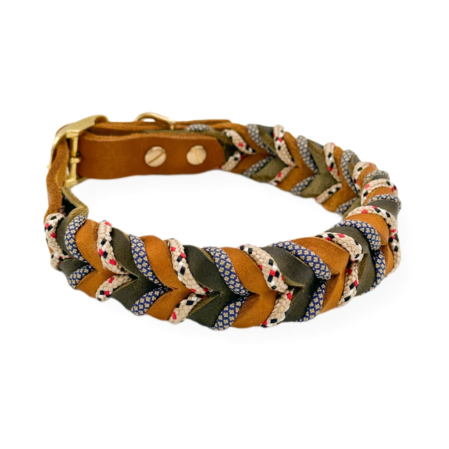Leder Halsband Braided+ Safari