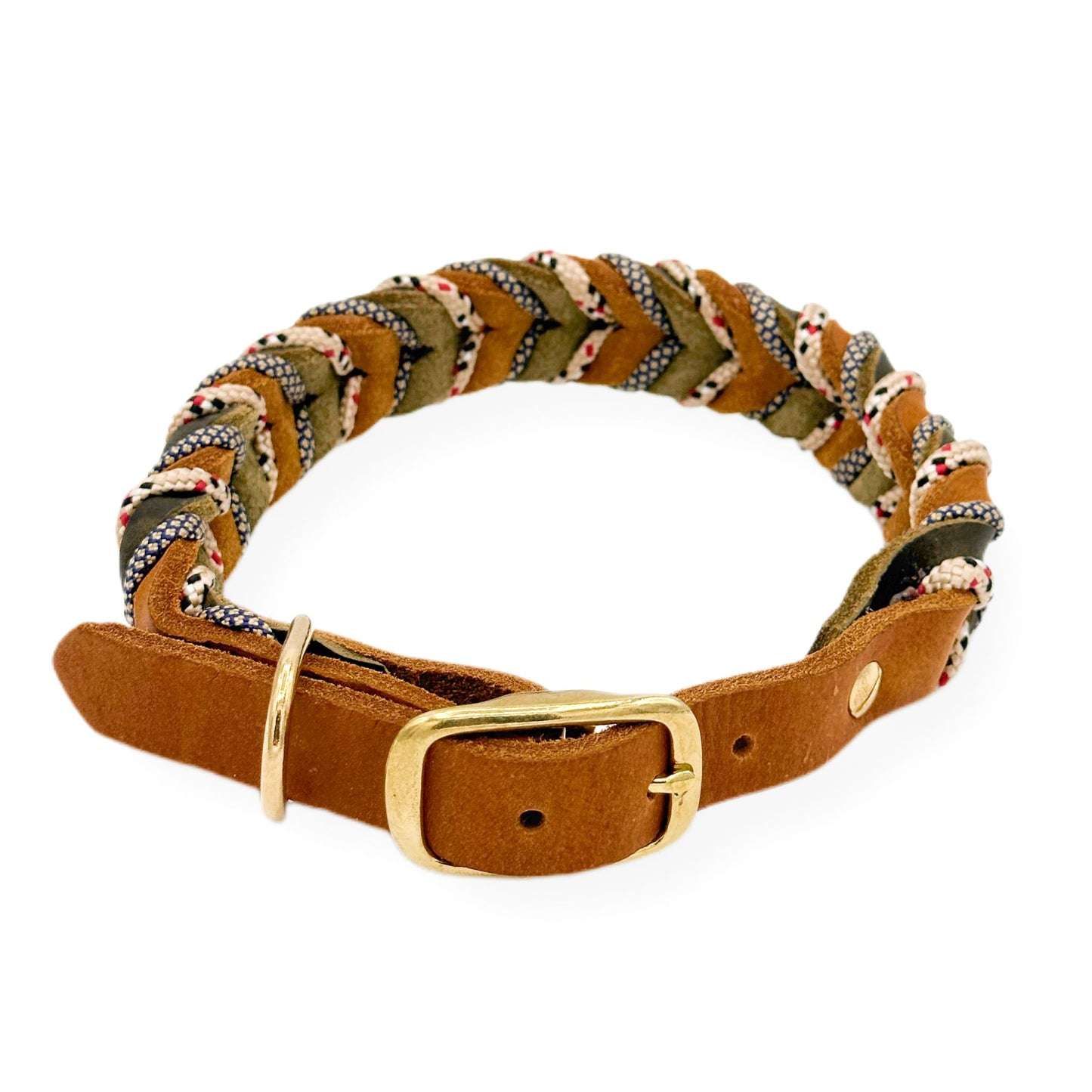 Leder Halsband Braided+ Safari