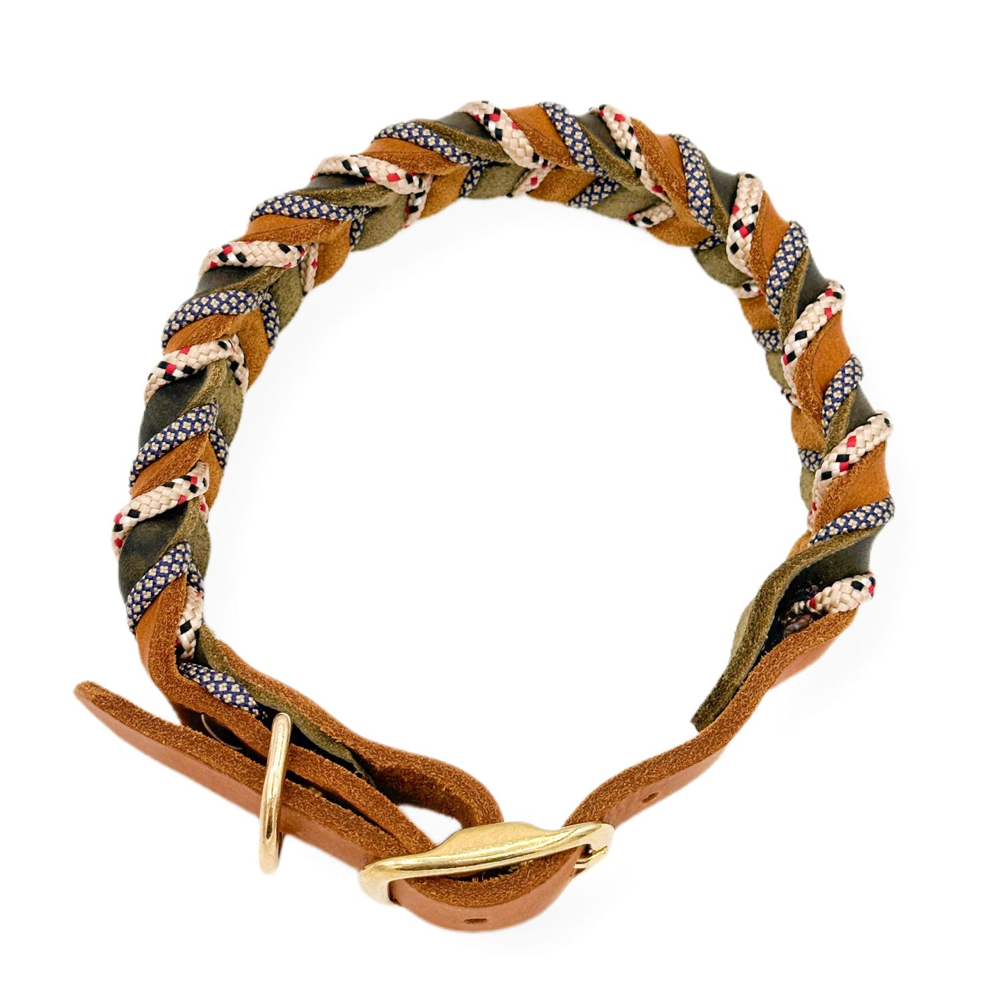 Leder Halsband Braided+ Safari