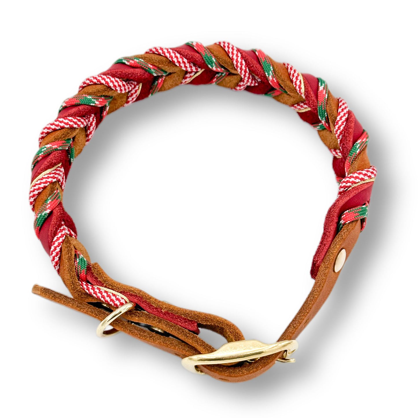 Leder Halsband Braided+ Gingerbread Red