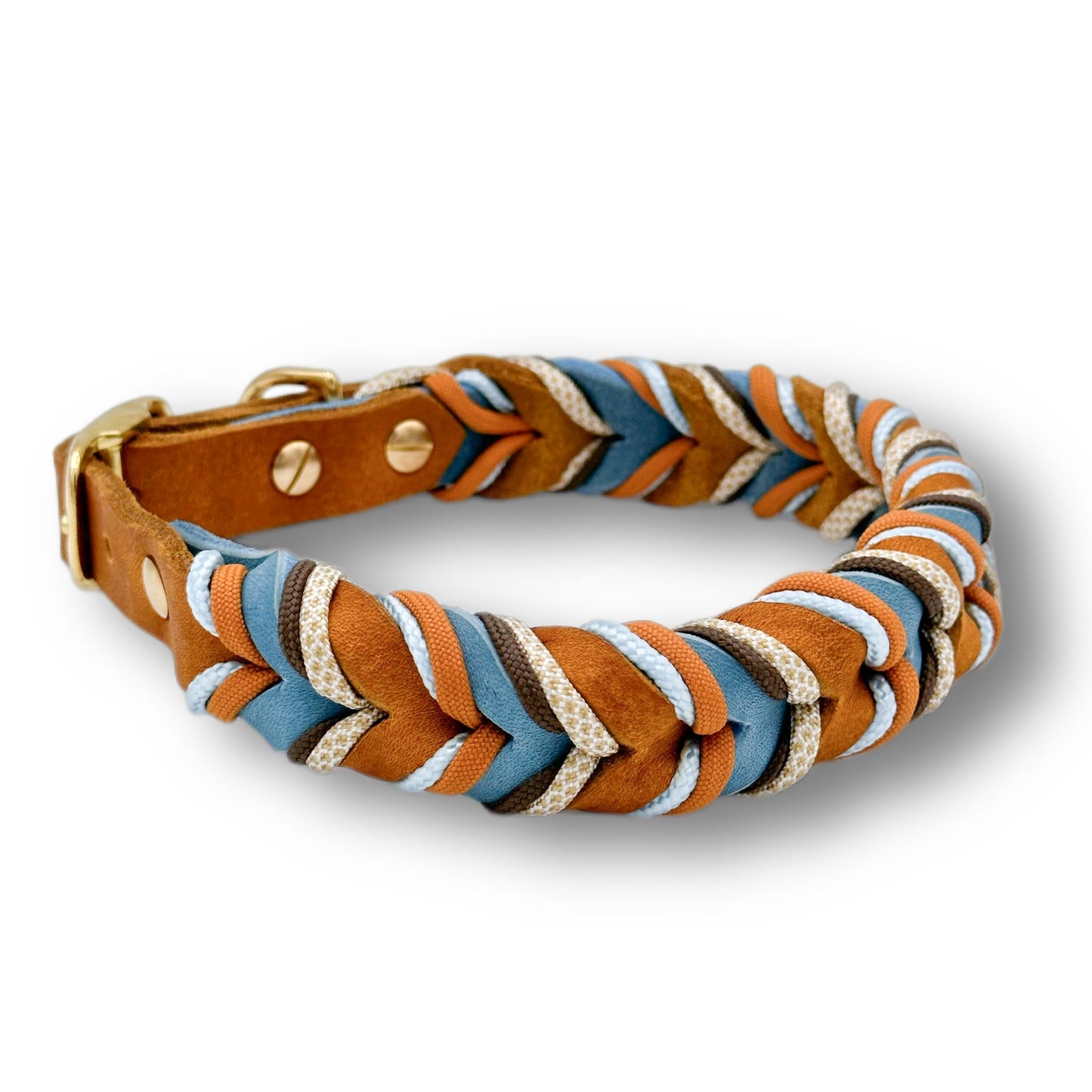 Leder Halsband Braided+ Ocean