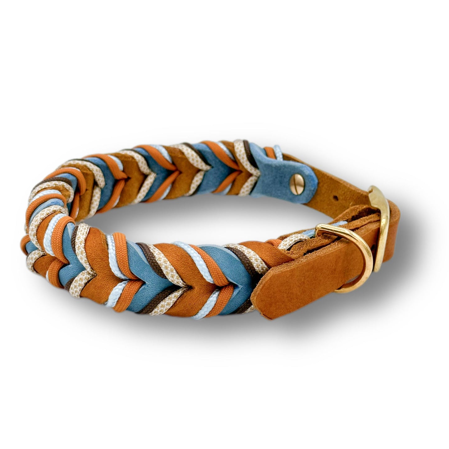 Leder Halsband Braided+ Ocean