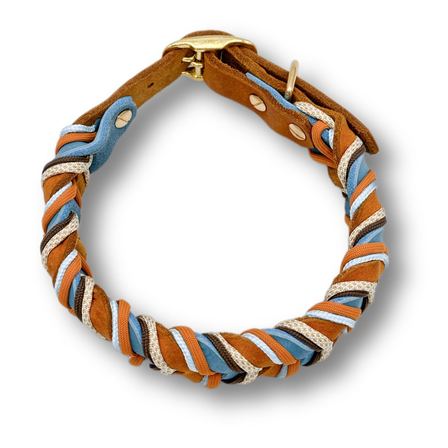 Leder Halsband Braided+ Ocean