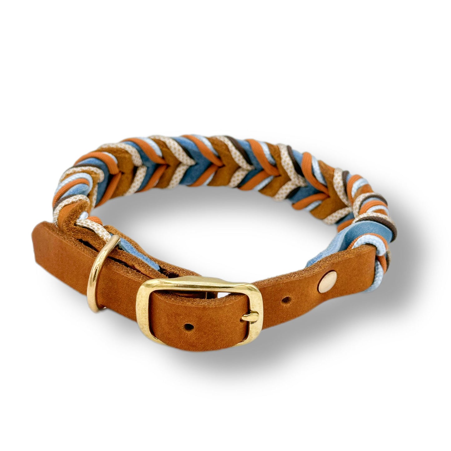 Leder Halsband Braided+ Ocean