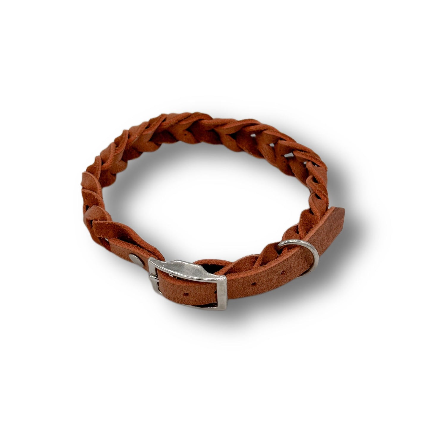 Leder Halsband Braided Cognac