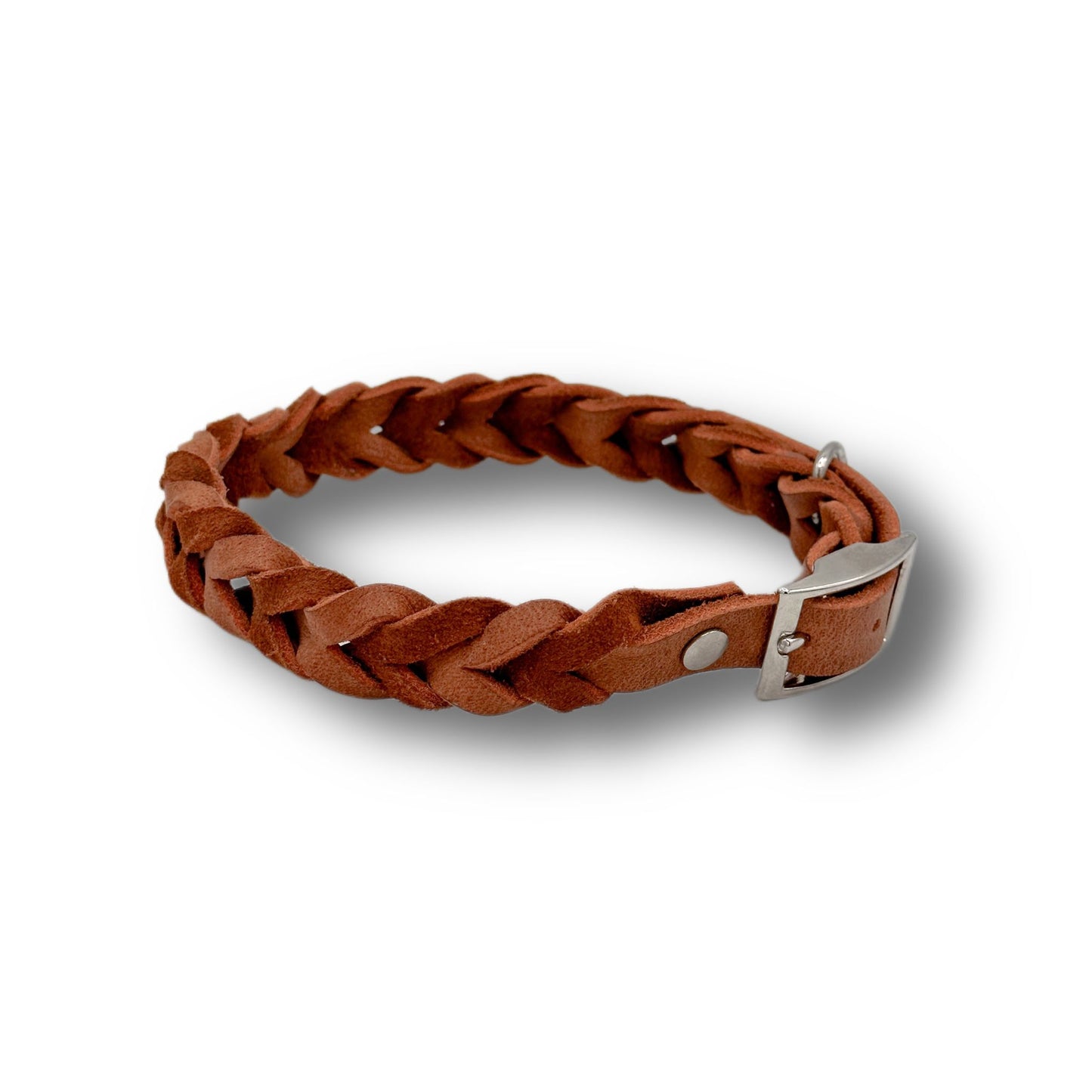 Leder Halsband Braided Cognac
