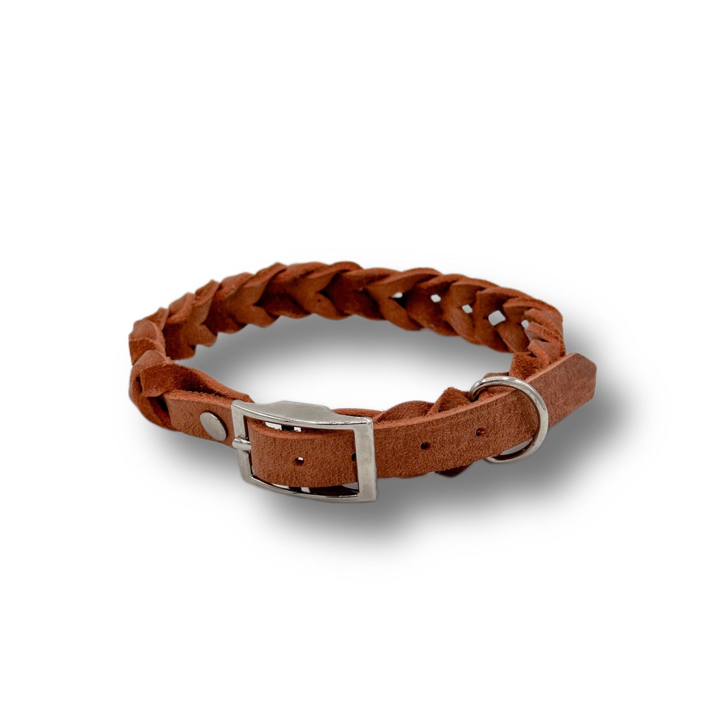 Leder Halsband Braided Cognac