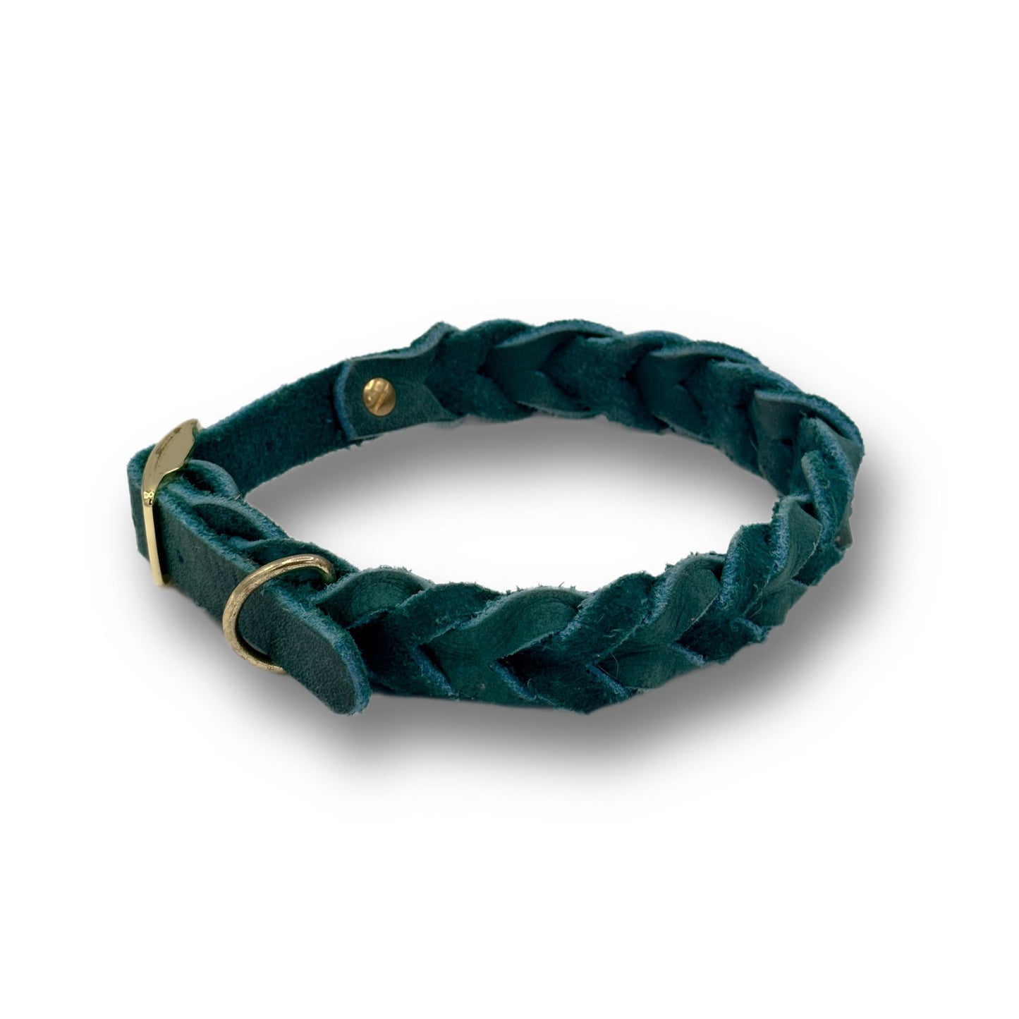 Leder Halsband Braided Sea Green