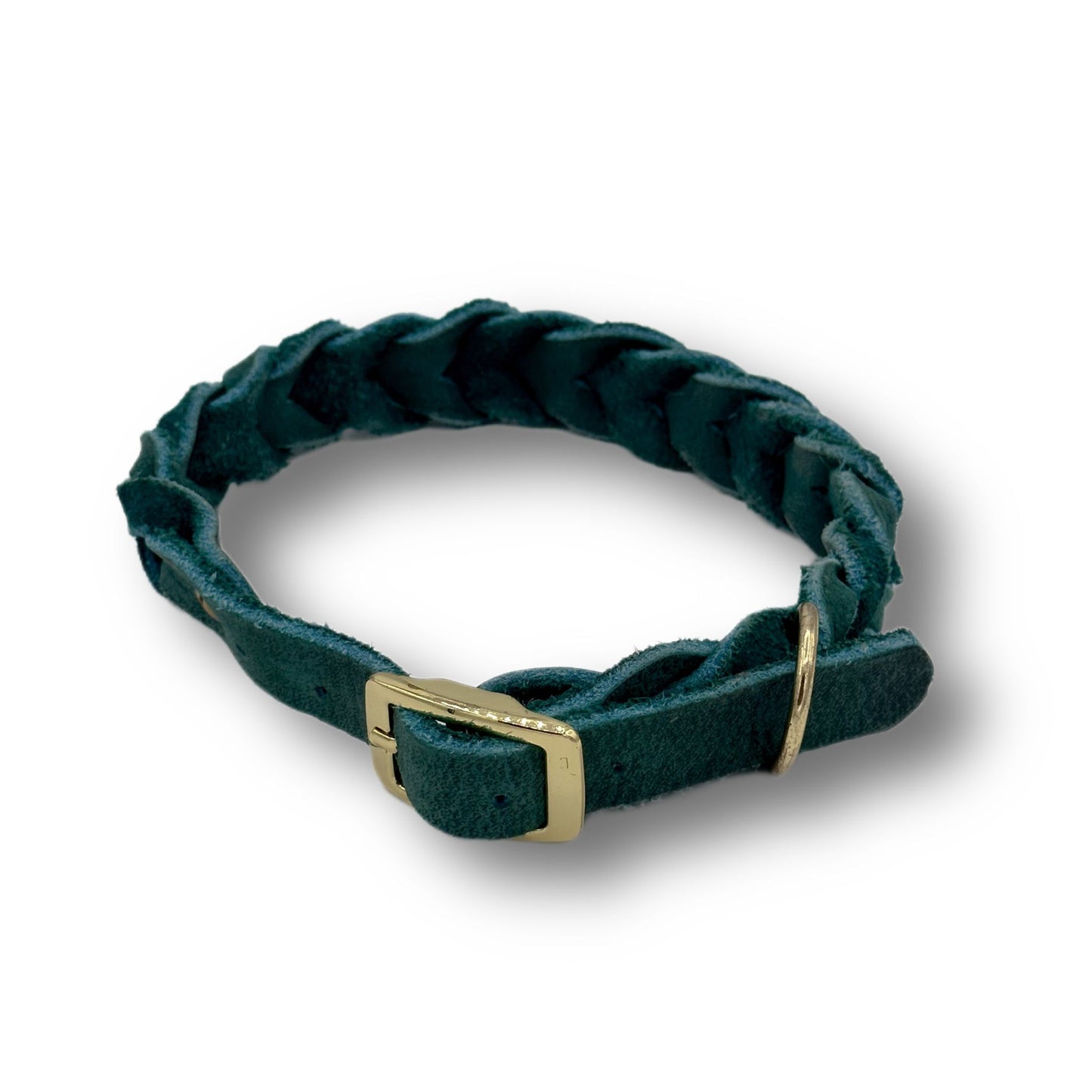 Leder Halsband Braided Sea Green