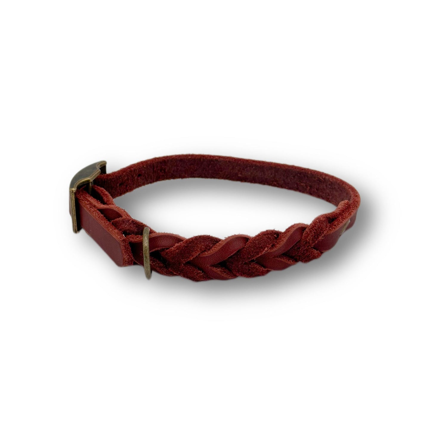 Leder Halsband Braided Rust