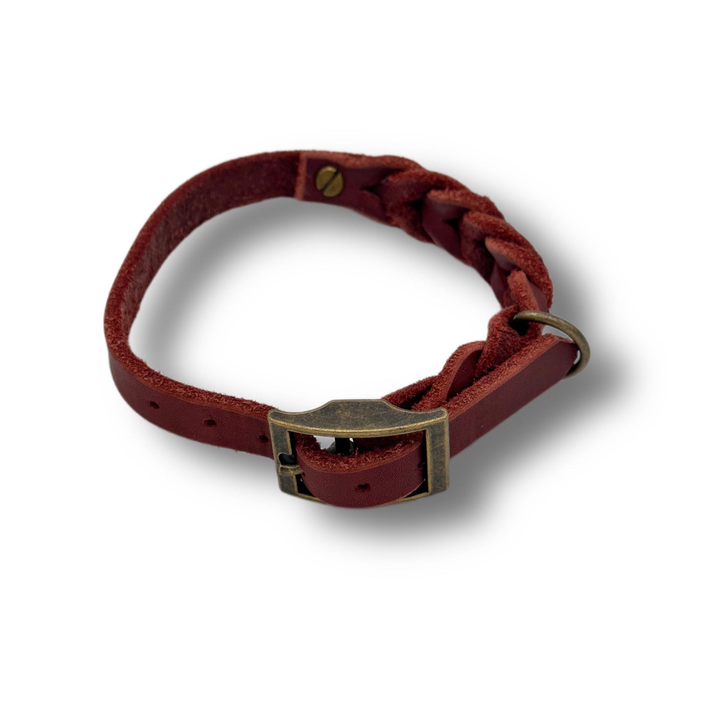 Leder Halsband Braided Rust