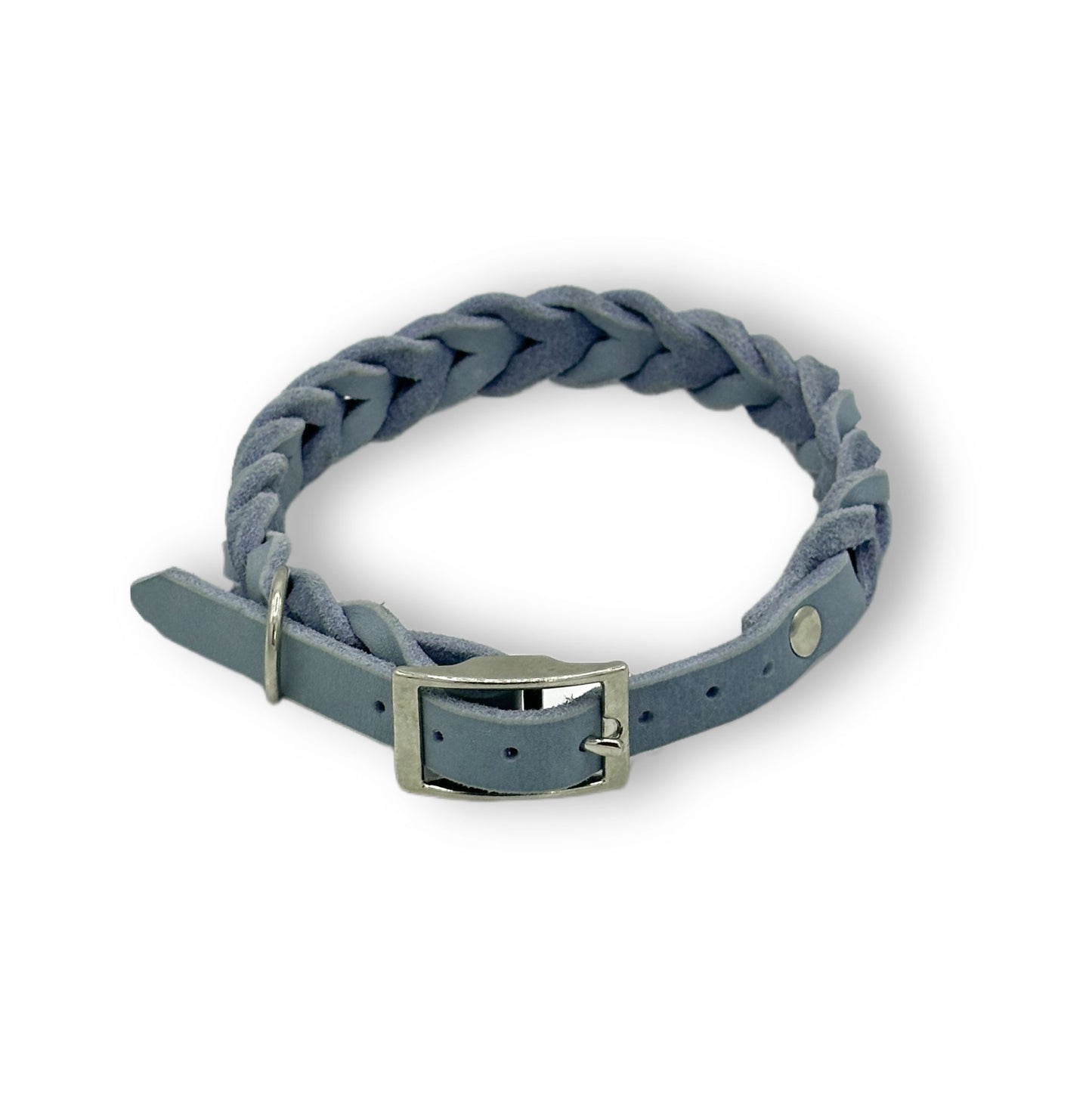 Leder Halsband Braided Light Blue