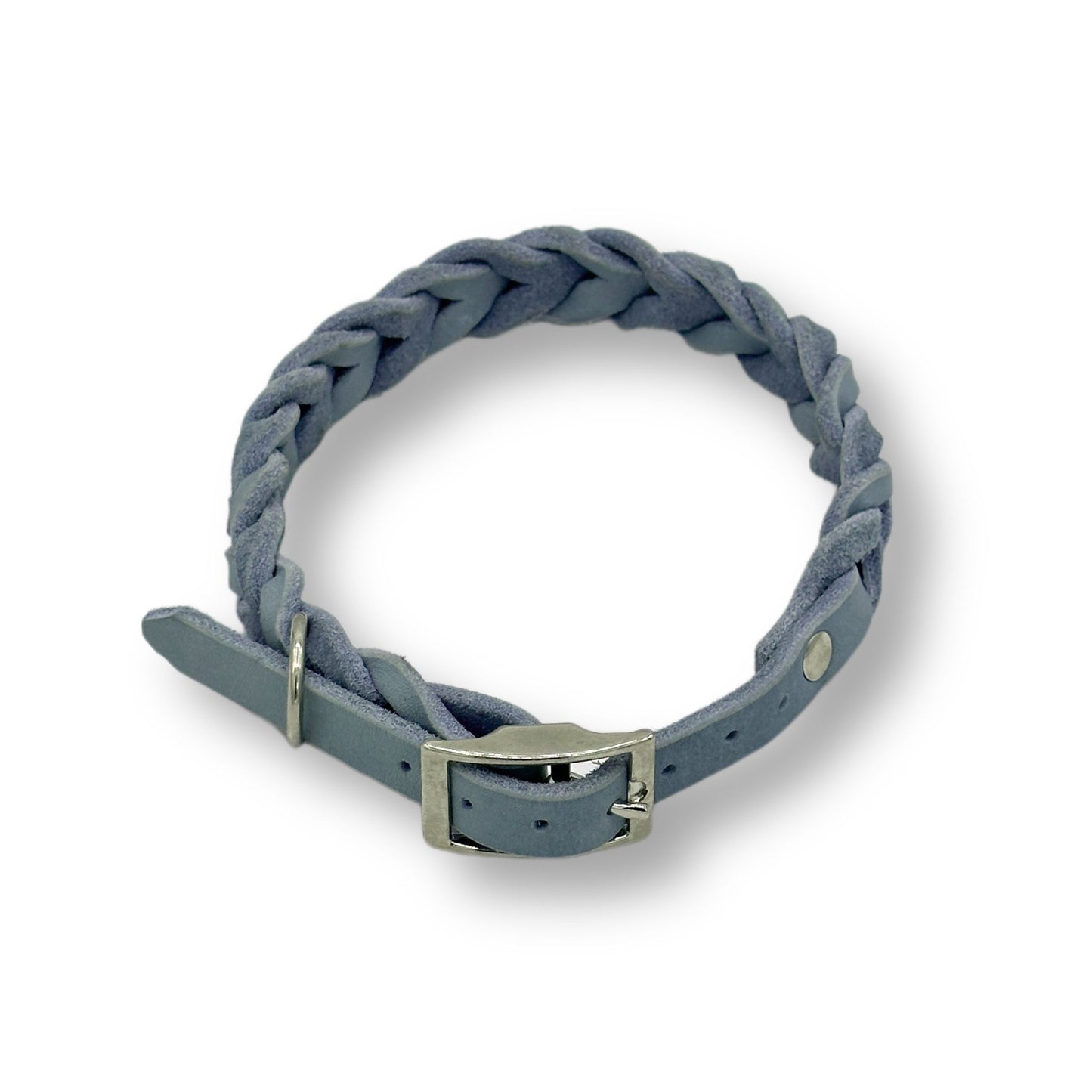 Leder Halsband Braided Light Blue