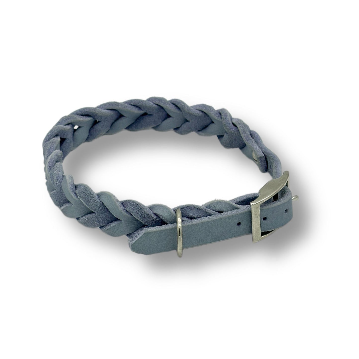 Leder Halsband Braided Light Blue