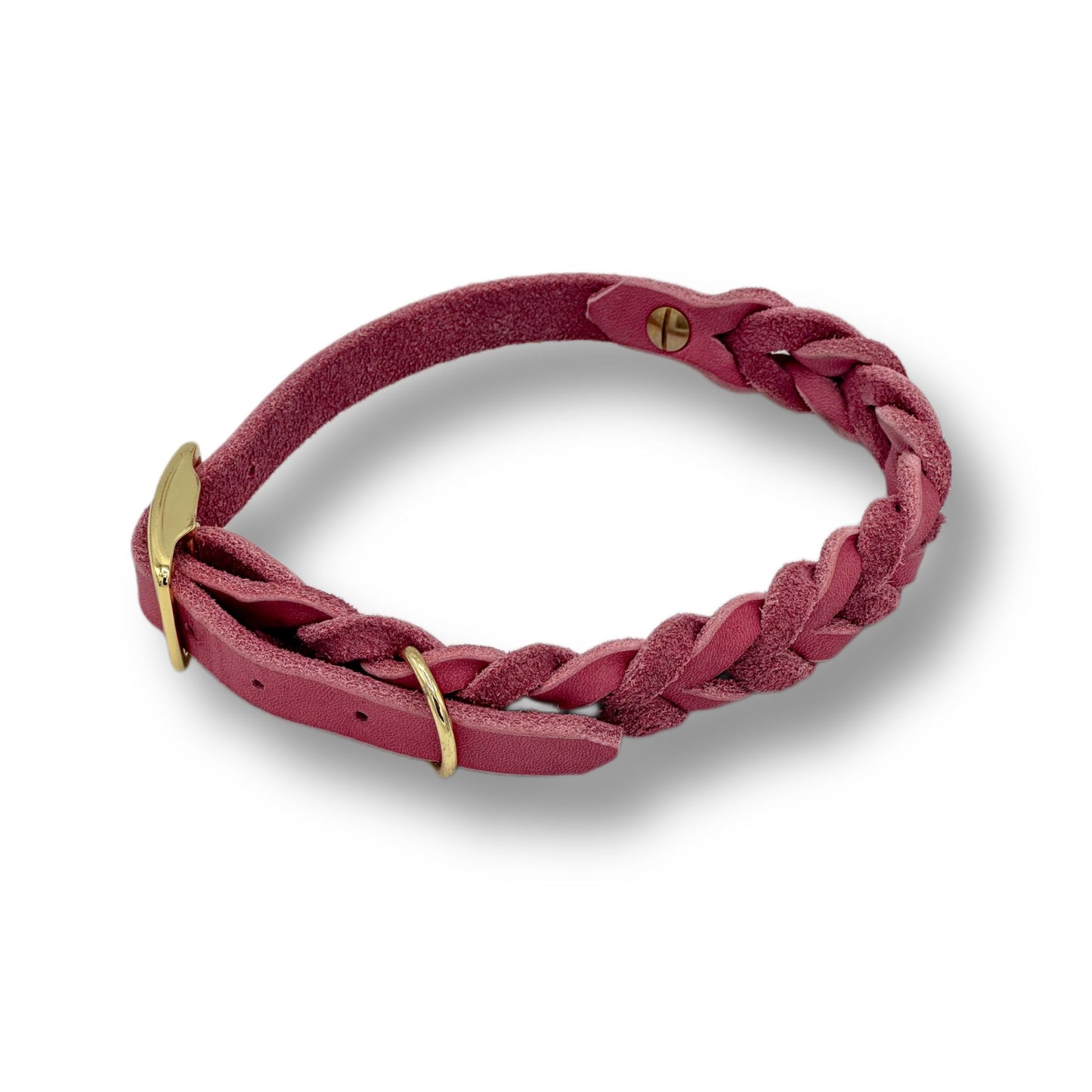 Leder Halsband Braided Rosé