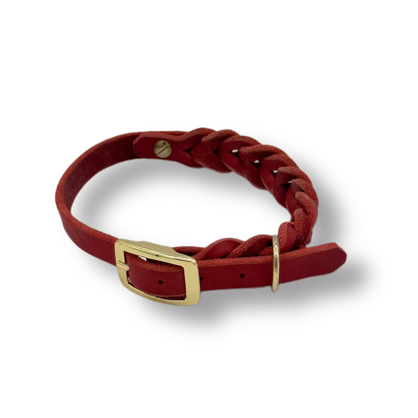 Leder Halsband Braided Red