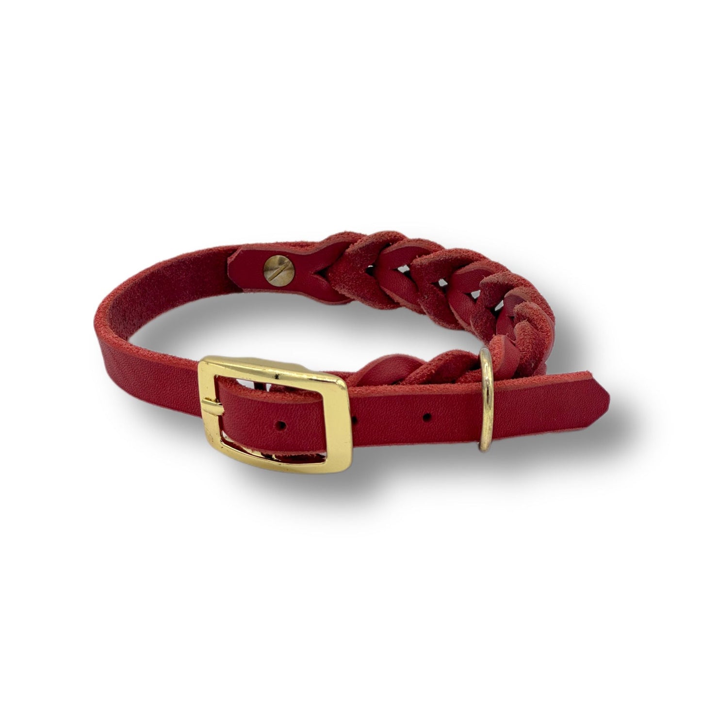 Leder Halsband Braided Red