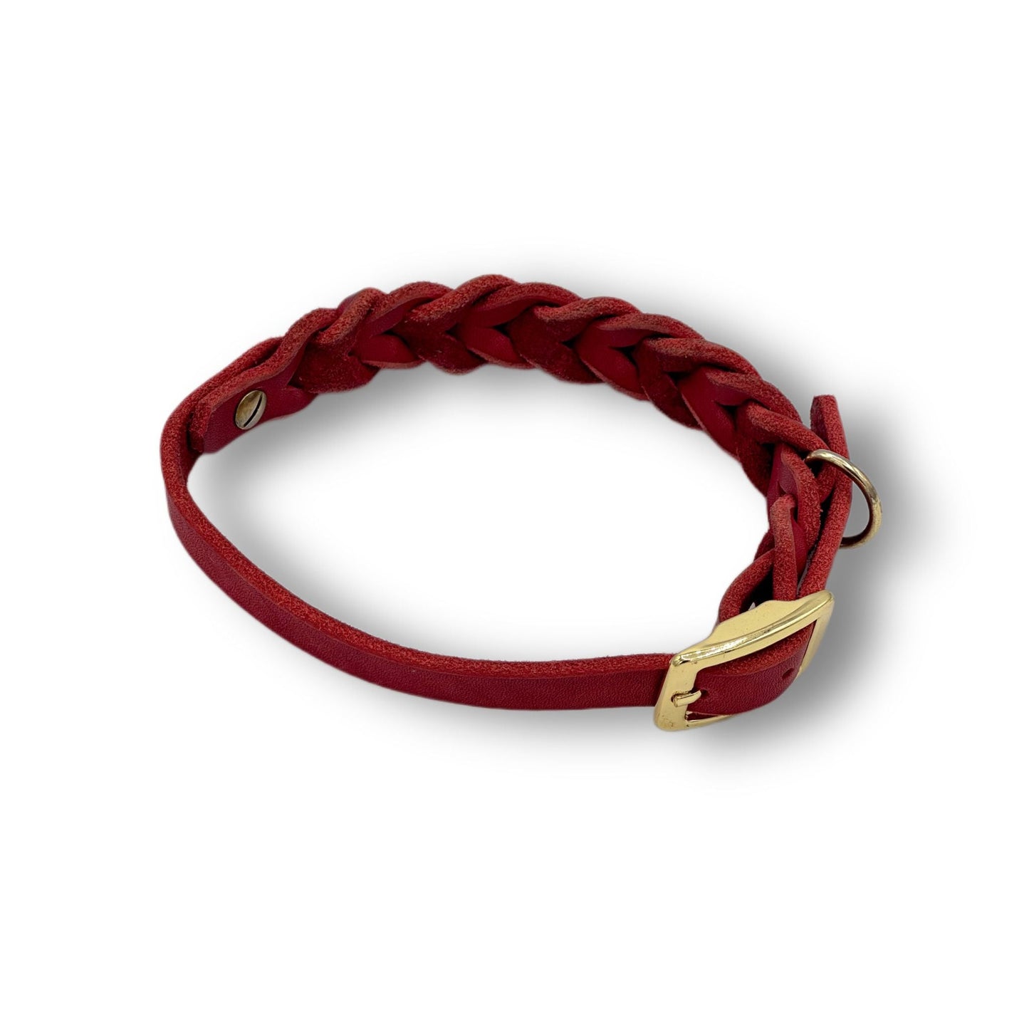 Leder Halsband Braided Red