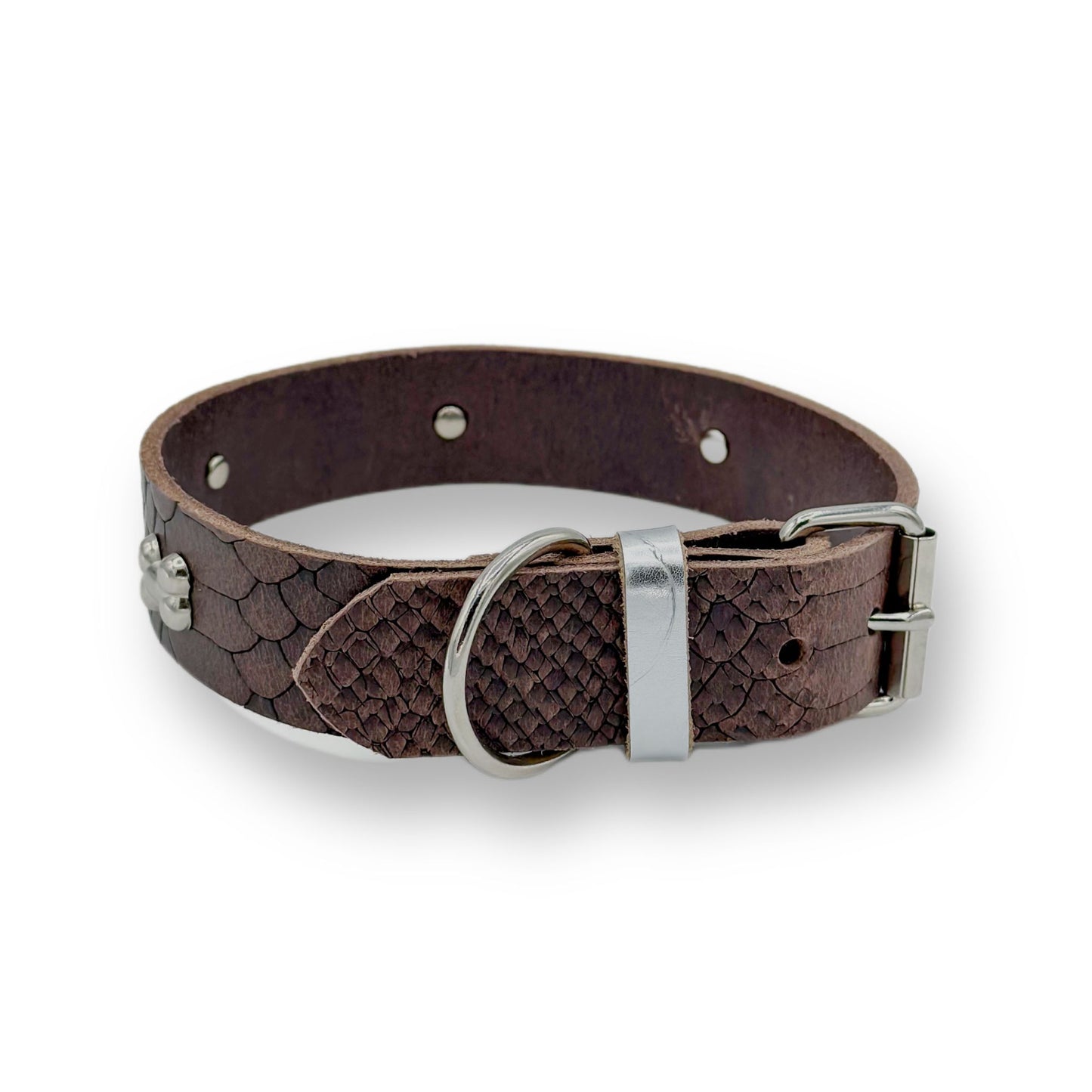 Leder Halsband Dark Brown Snake
