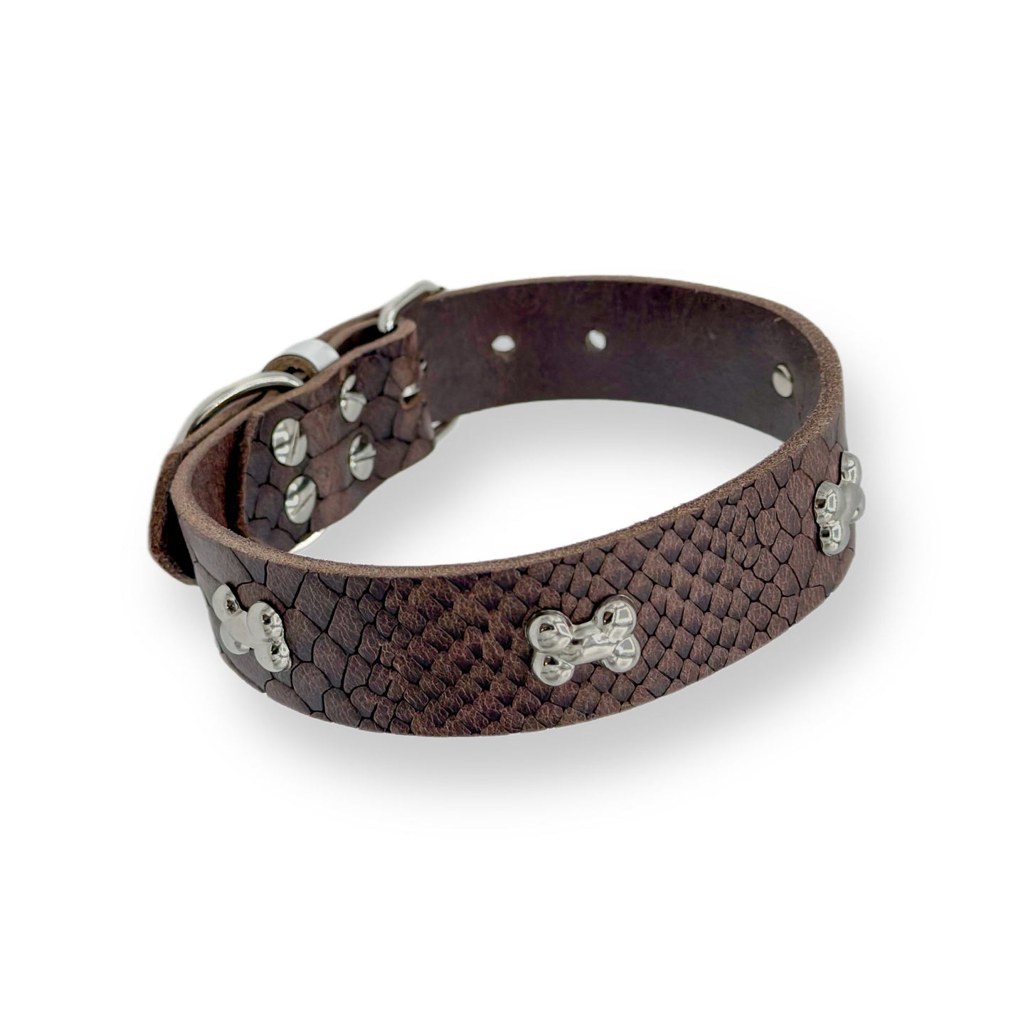 Leder Halsband Dark Brown Snake