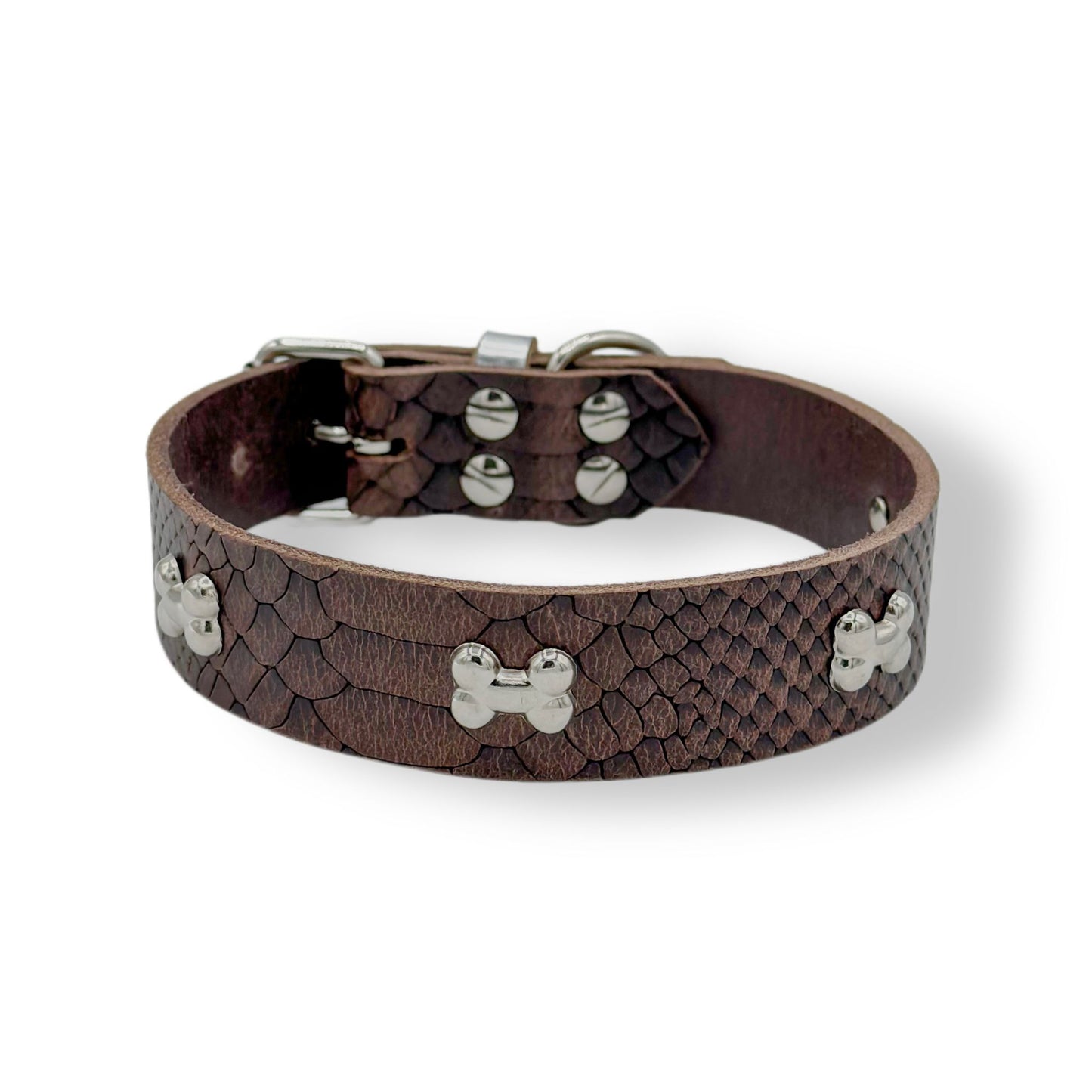 Leder Halsband Dark Brown Snake