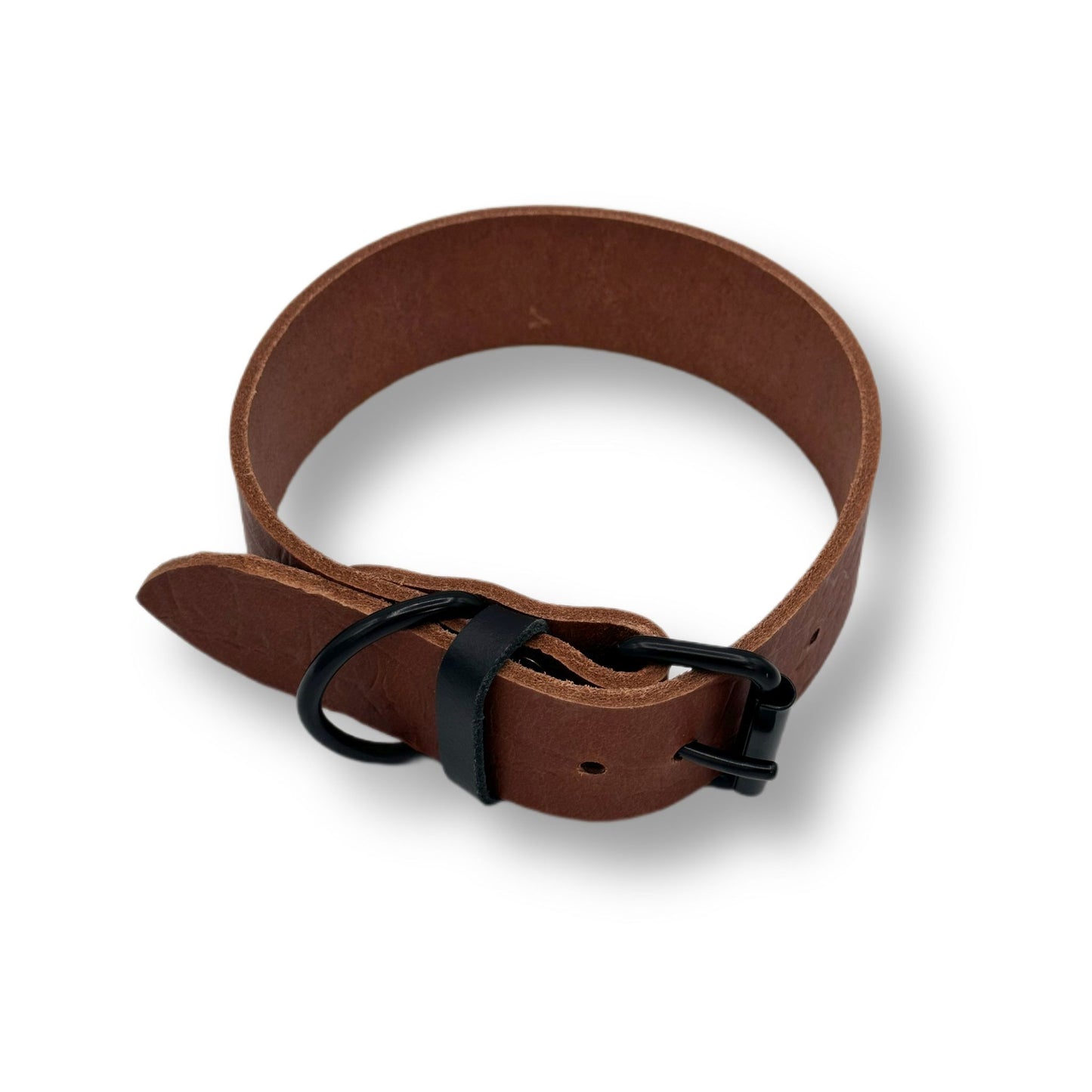 Leder Halsband Cognac Croco