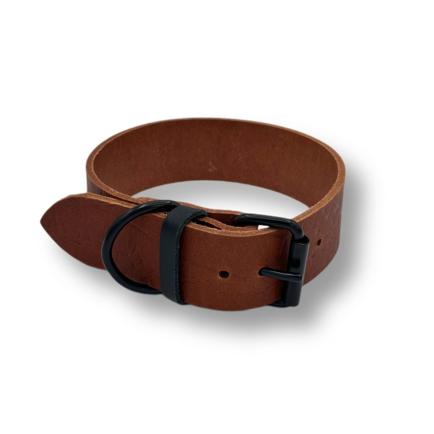Leder Halsband Cognac Croco