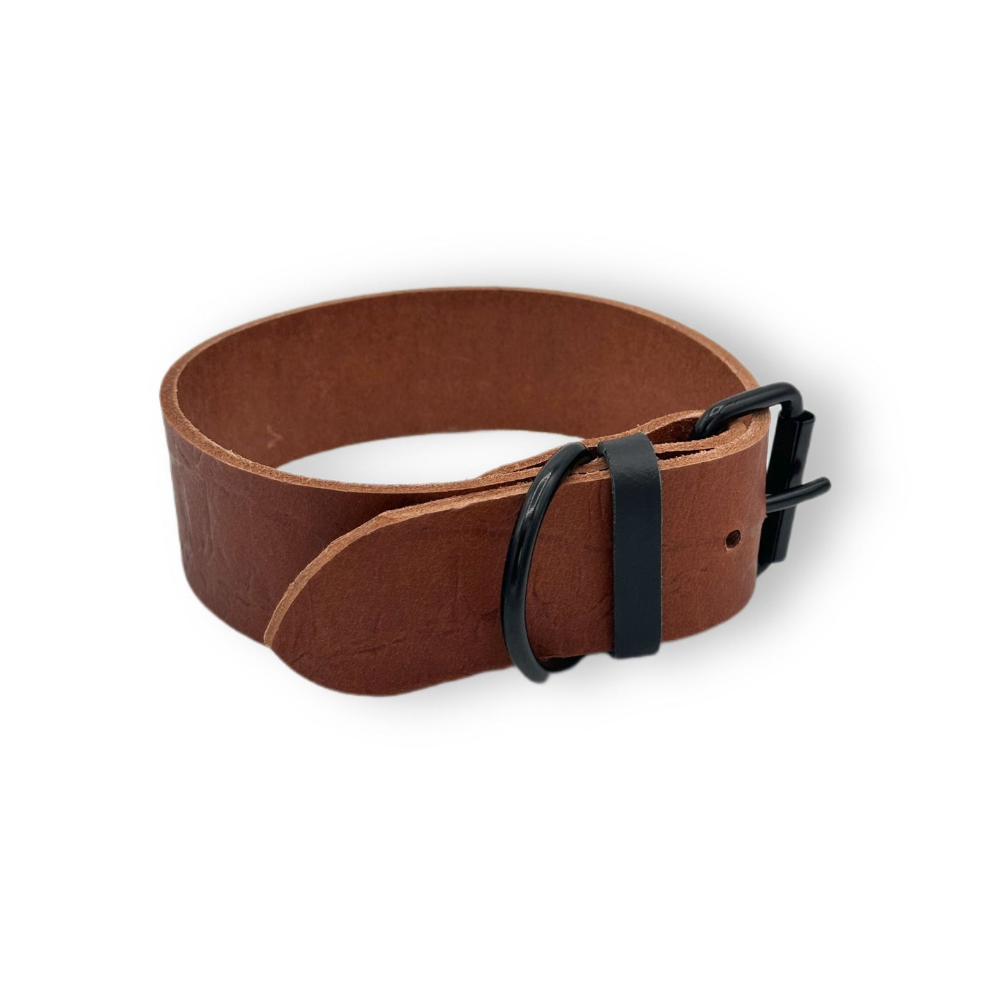 Leder Halsband Cognac Croco