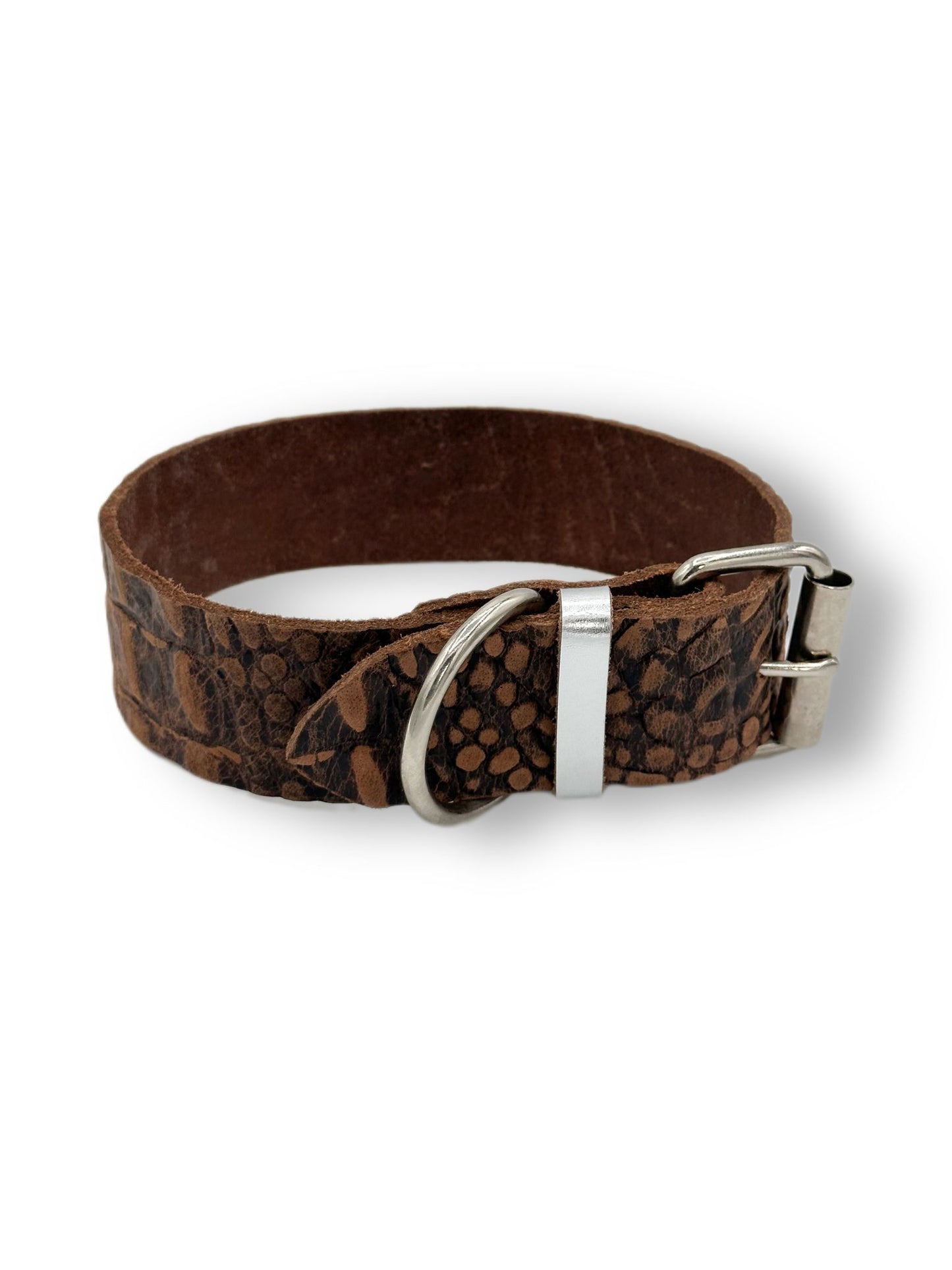 Leder Halsband Red Brown Caiman