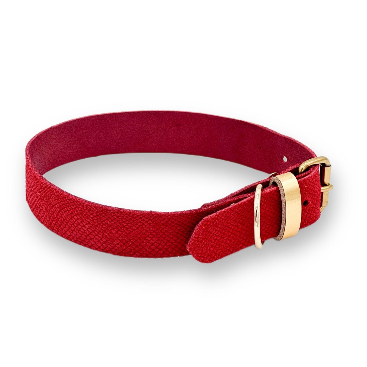 Veloursleder Halsband Red