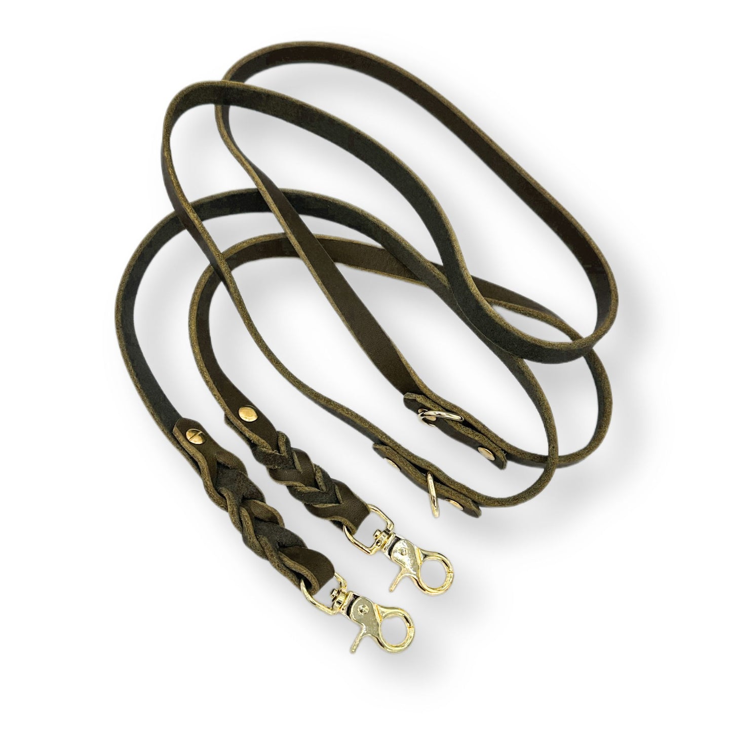 Leder Leine Olive