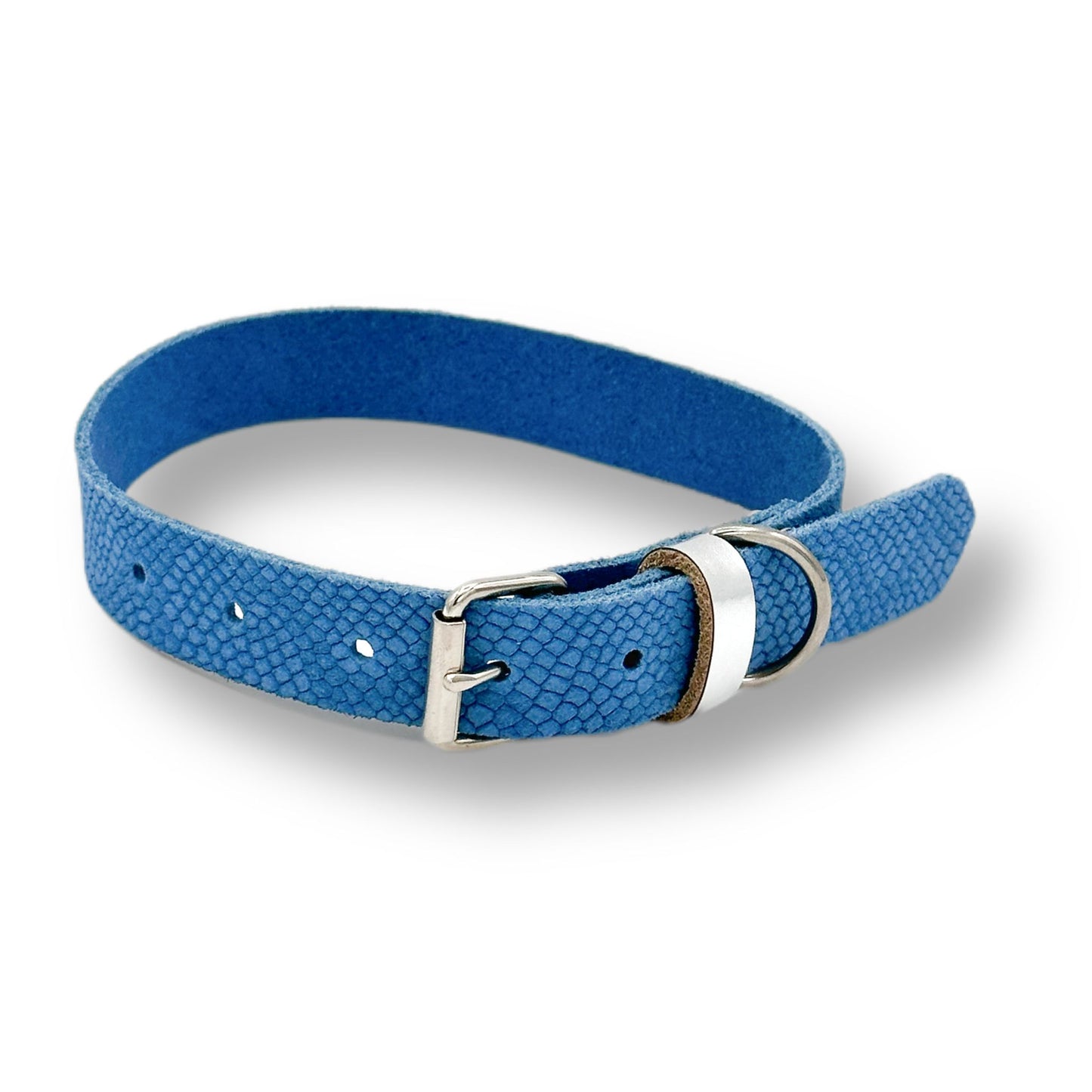 Veloursleder Halsband Blue