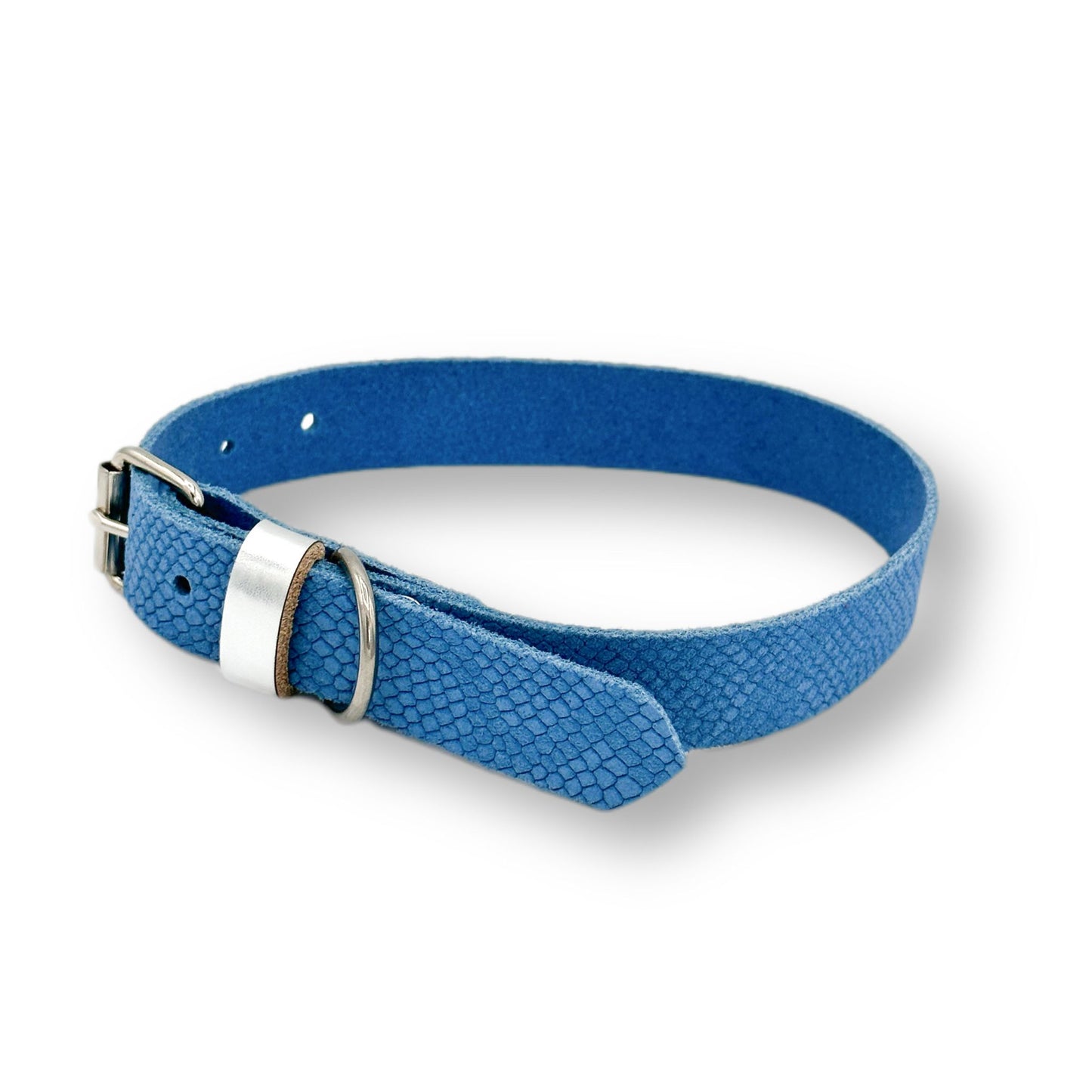 Veloursleder Halsband Blue