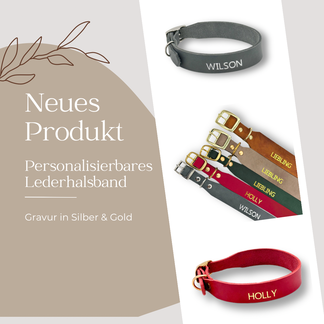 Personalisierbares Leder Halsband Rust