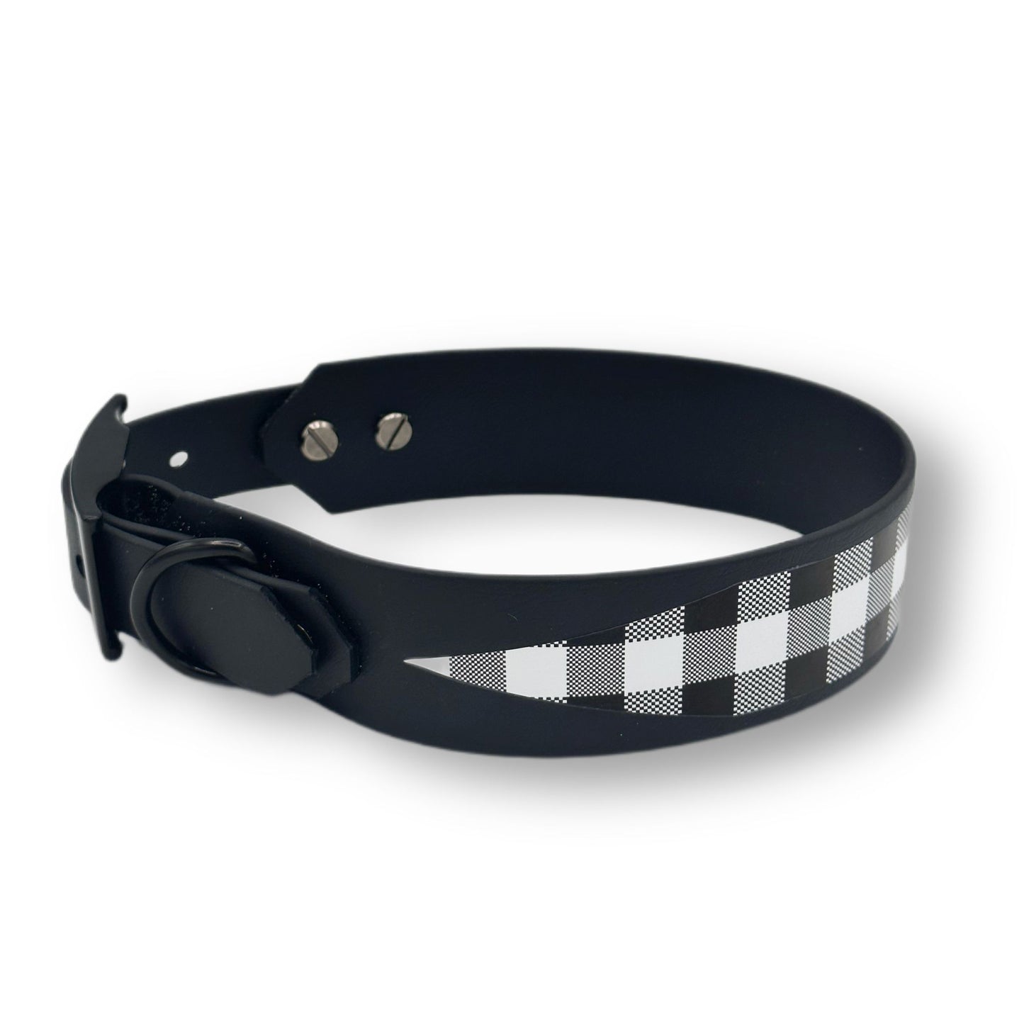 Biothane Halsband Karo Schwarz Weiß