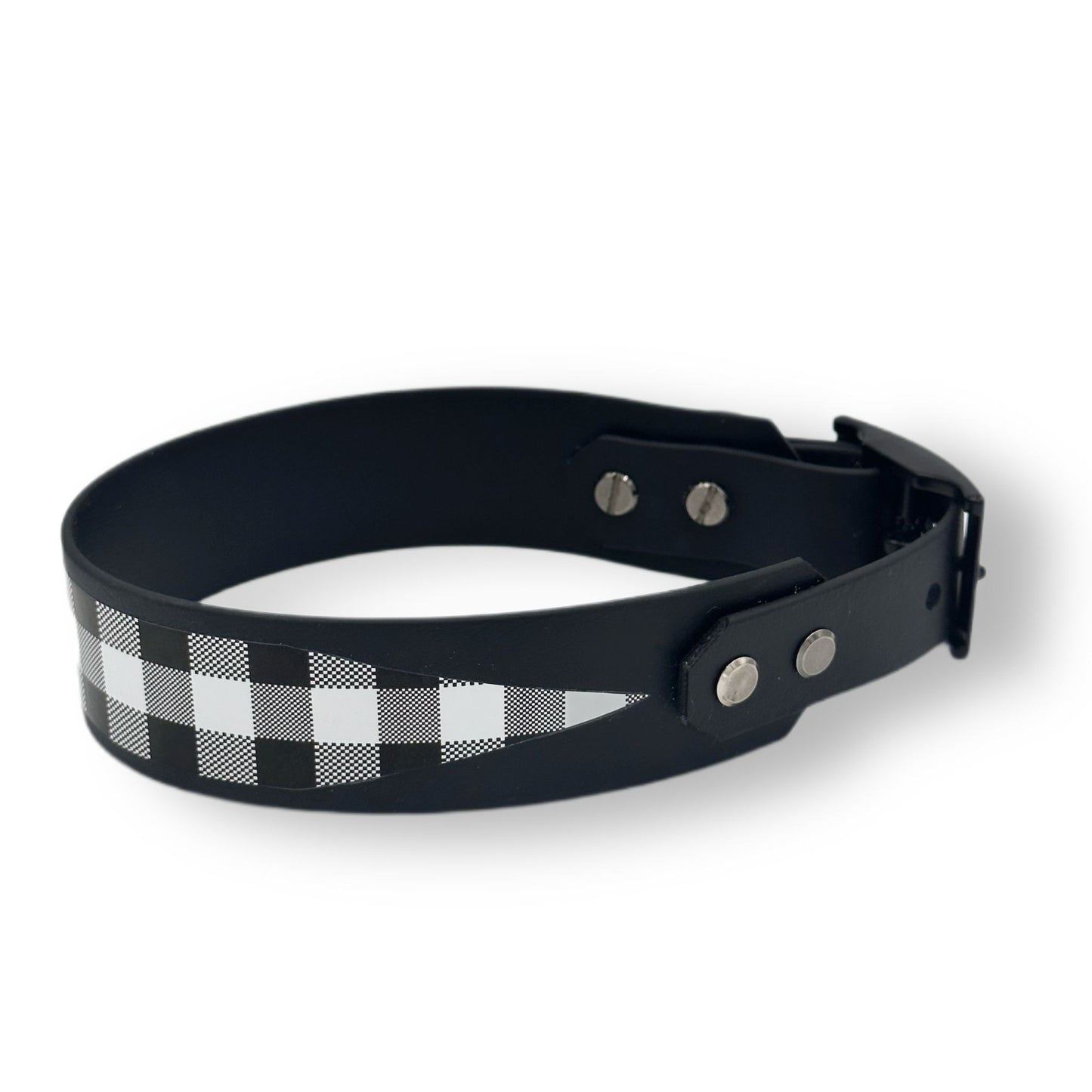 Biothane Halsband Karo Schwarz Weiß