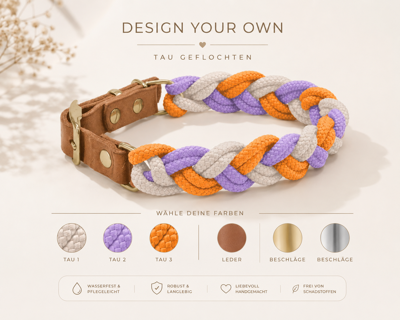 Geflochtenes Tau Halsband individuell konfigurieren